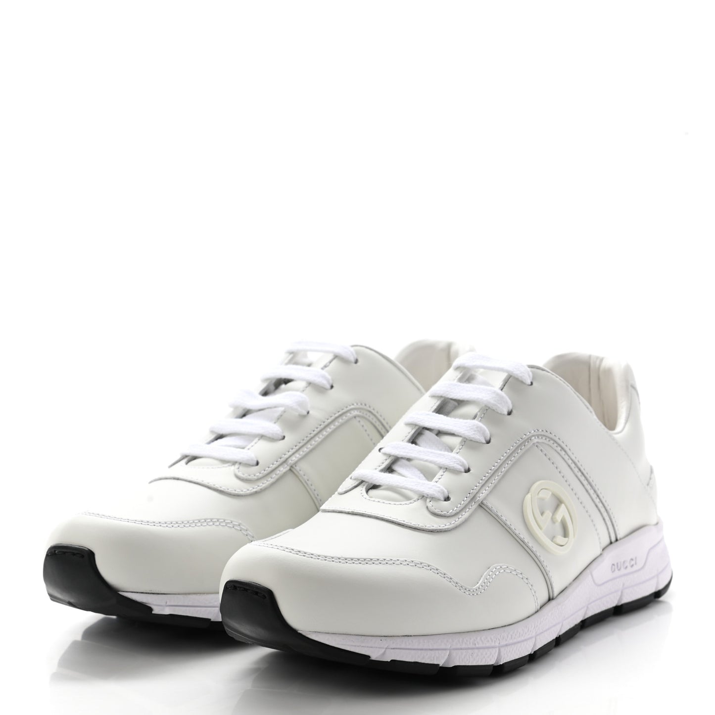 Calfskin Womens Interlocking G Sneakers 37 White