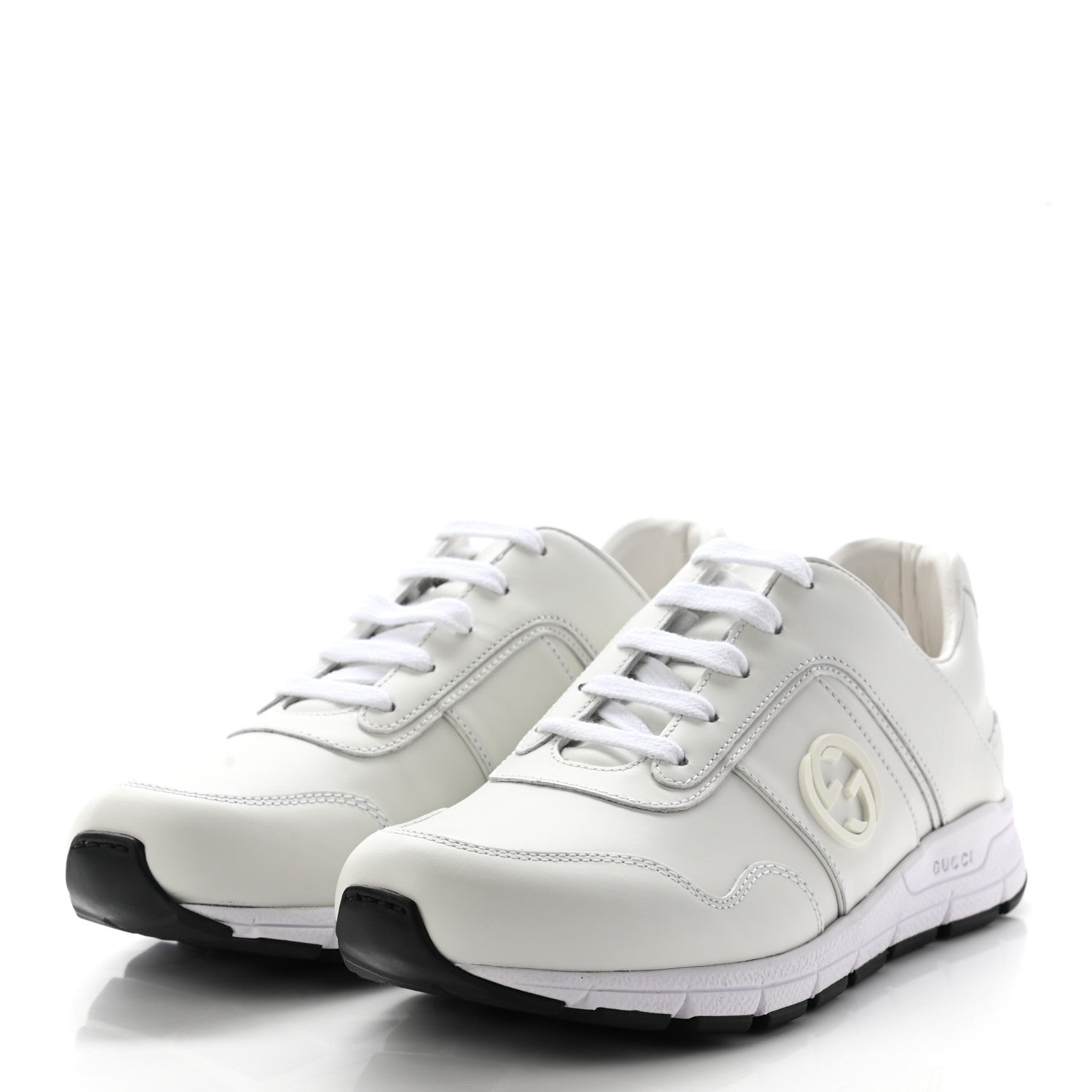 Gucci Calfskin Womens Interlocking G Sneakers 37 White 3 of 13