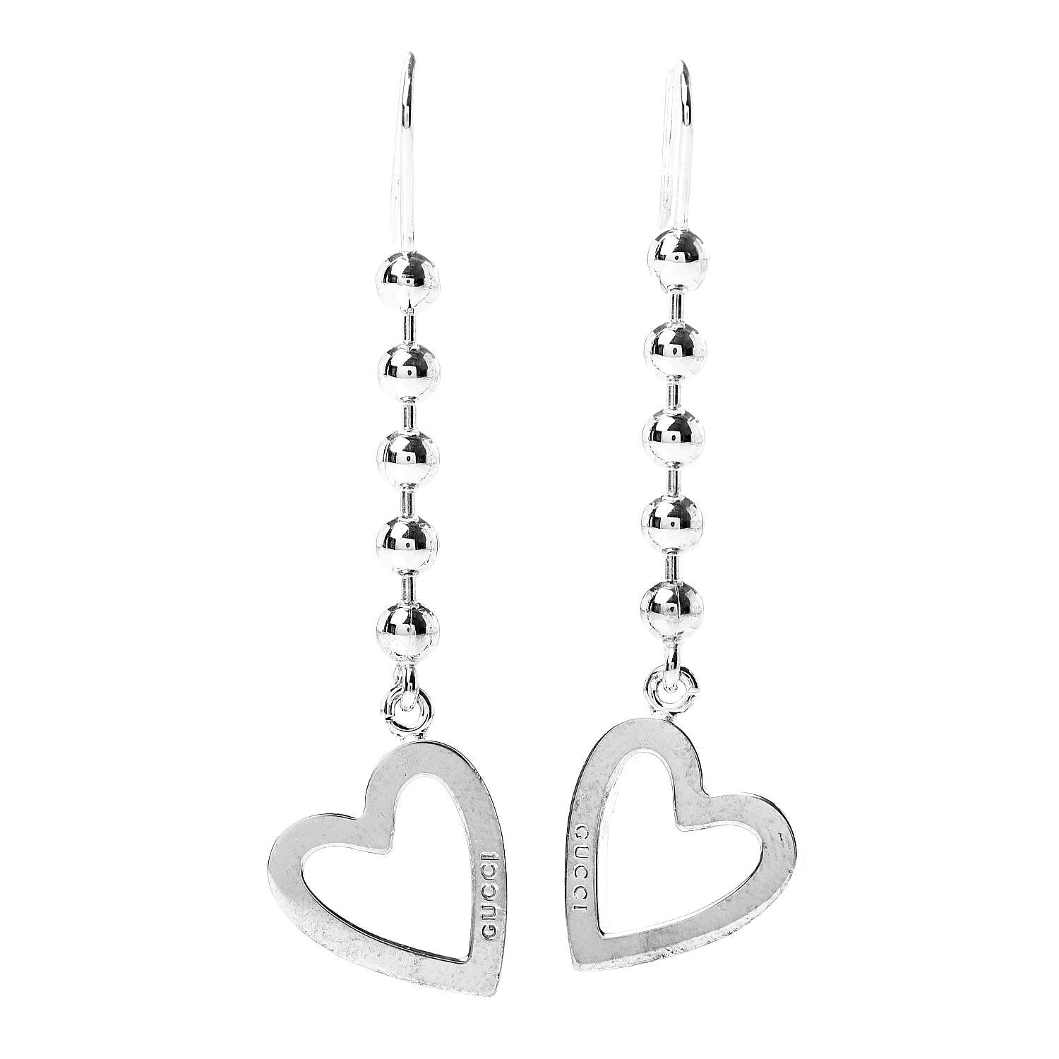Gucci Sterling Silver Heart Drop Earrings 1 of 4