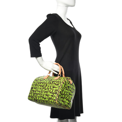 Louis Vuitton Monogram Graffiti Speedy 30 Green 2 of 10