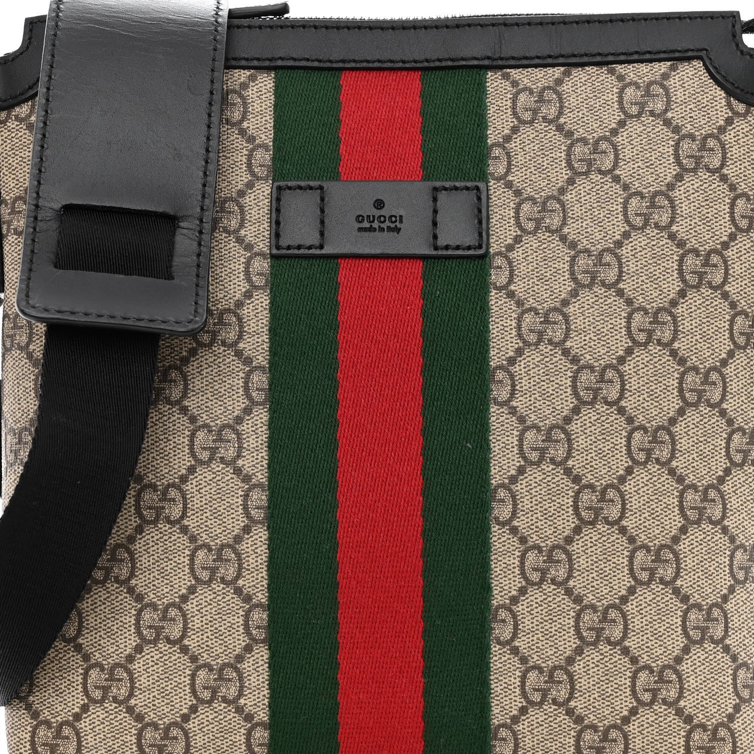 Gucci GG Supreme Monogram Web Messenger Bag Black 7 of 9