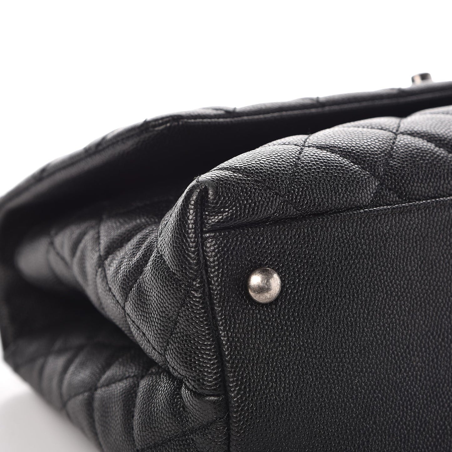 Caviar Lizard Quilted Small Coco Handle Flap Black