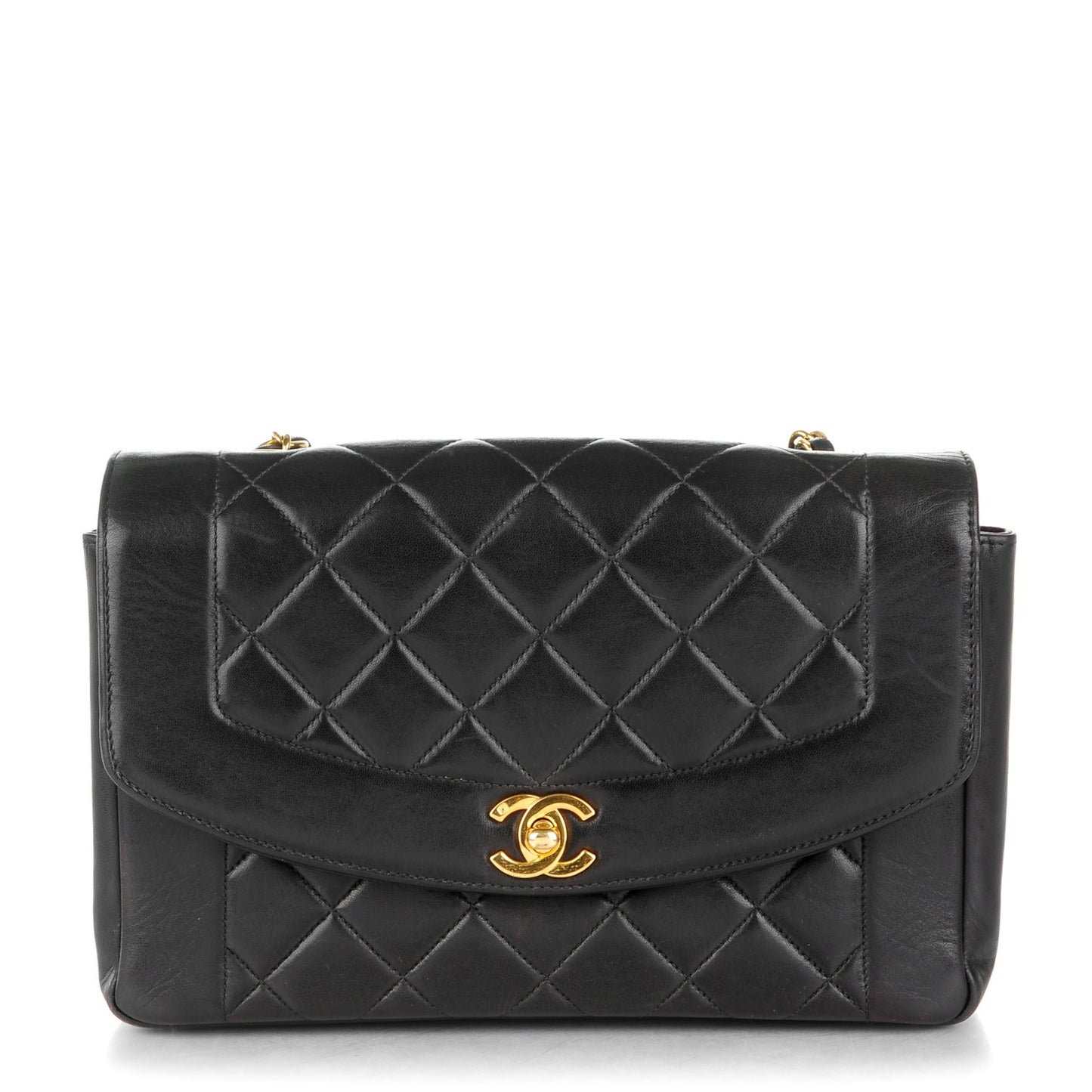 Lambskin Quilted Small Single Flap Black