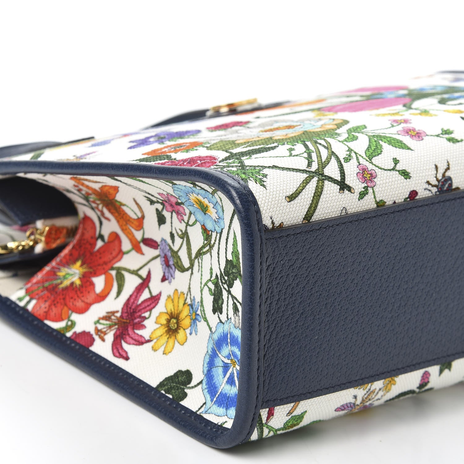 Gucci Canvas Medium Flora Tote White Multicolor Blue Agata 5 of 9