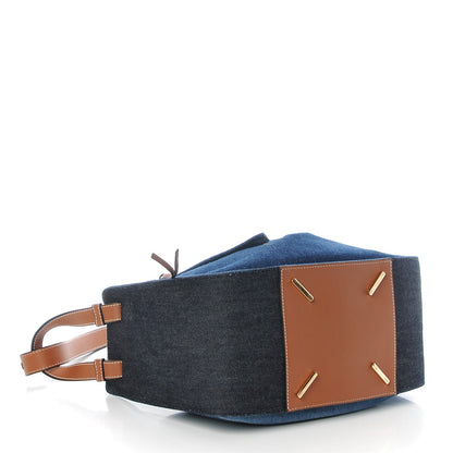 Loewe Calfskin Denim Small Hammock Shoulder Bag Blue Tan 4 of 7