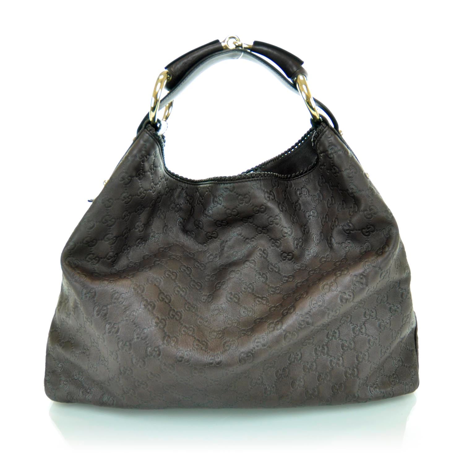 Gucci Guccissima Large Horsebit Chain Hobo Brown 1 of 9