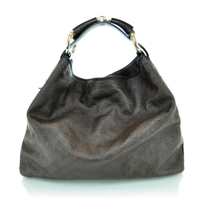 Gucci Guccissima Large Horsebit Chain Hobo Brown 1 of 9