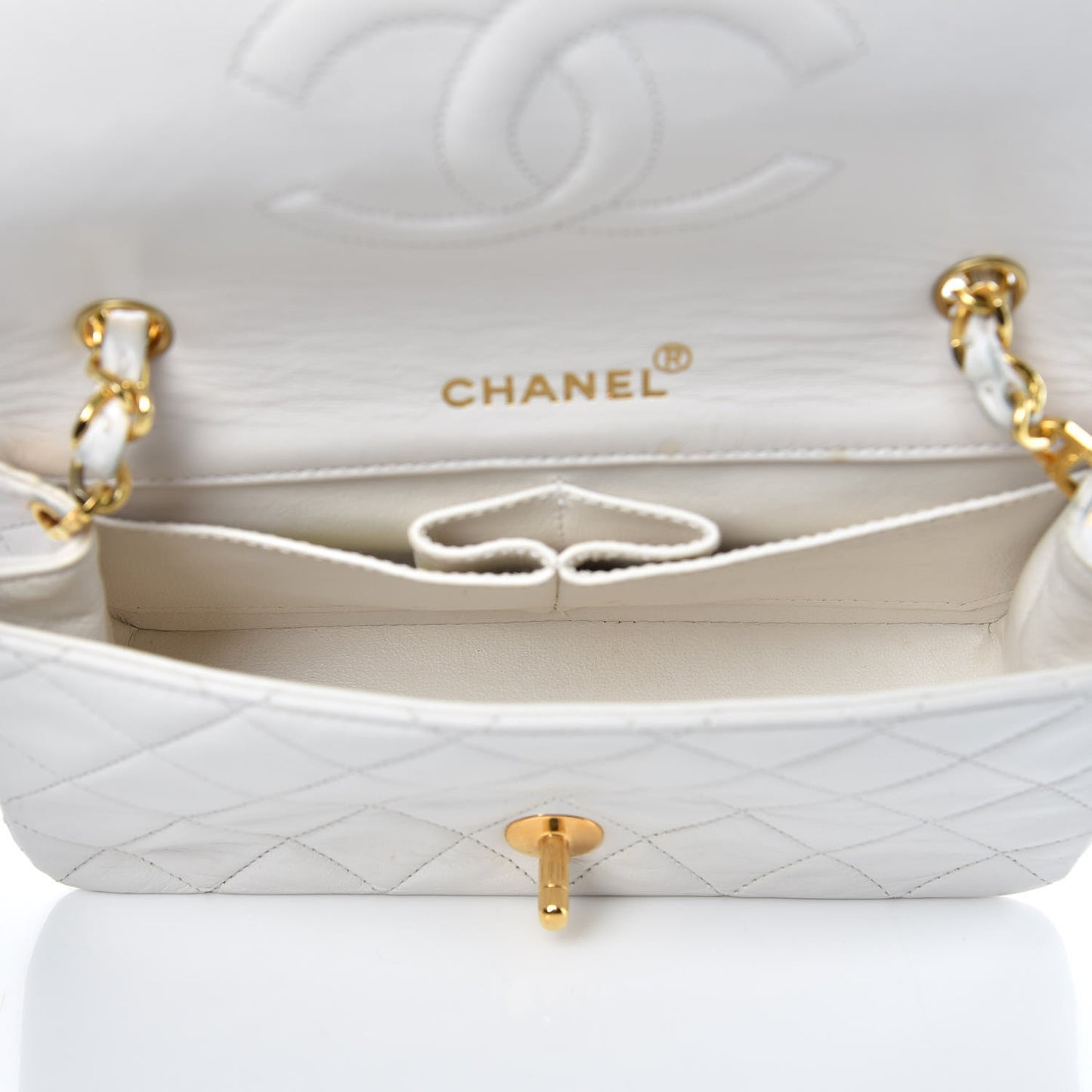 Lambskin Quilted Mini Flap White