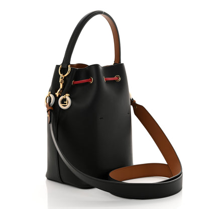 Fendi Vitello Grace F is Fendi Stamp Patch Perforated Small Mon Tresor Bucket Bag Black 3 of 9