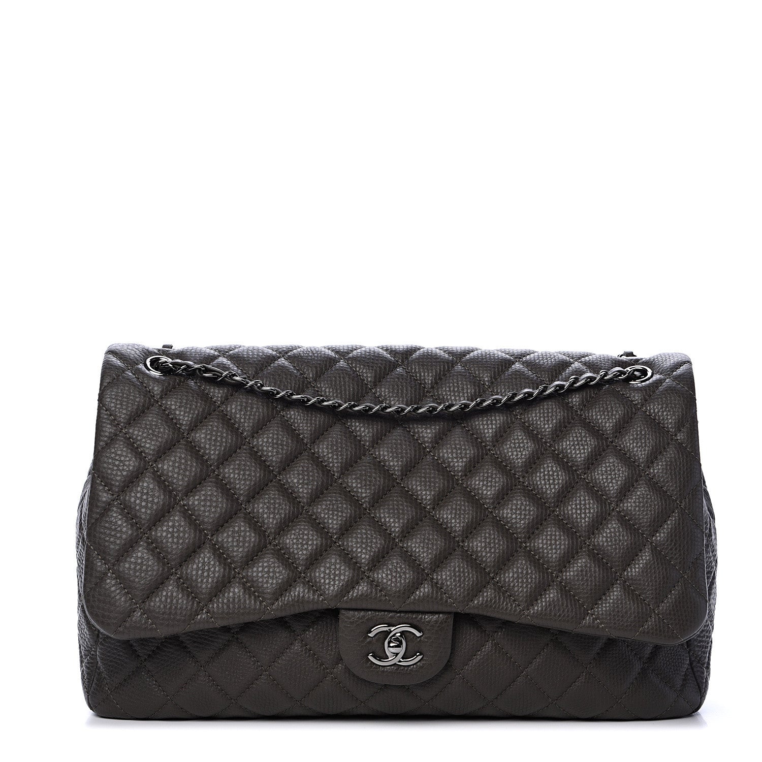 Chanel Calfskin Quilted Small XXL Travel Flap Bag Khaki 1 of 10