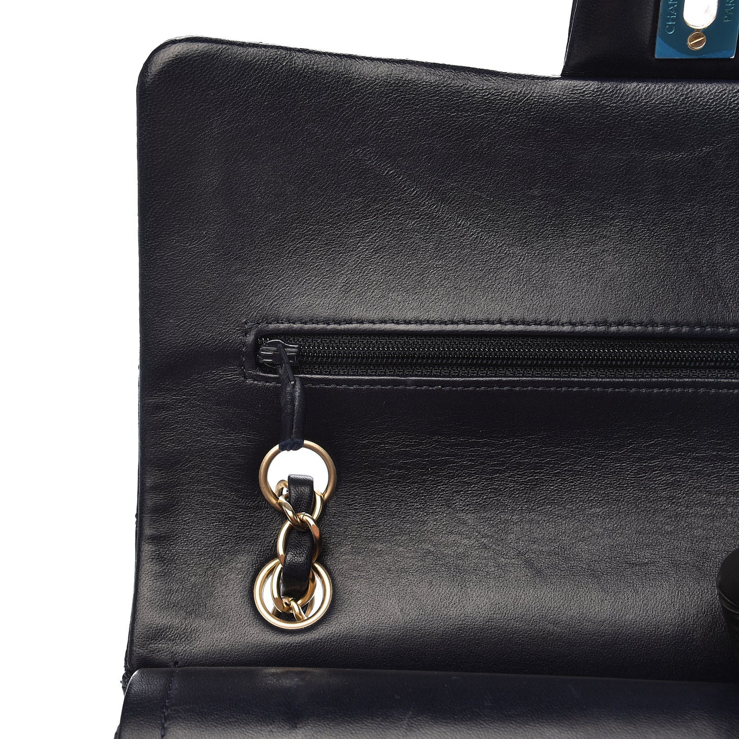Lambskin Quilted Medium Double Flap Navy