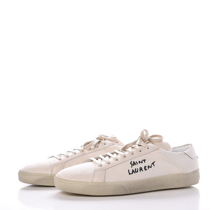 Saint Laurent Distressed Canvas Court Classic Sneakers 46 White 3 of 14