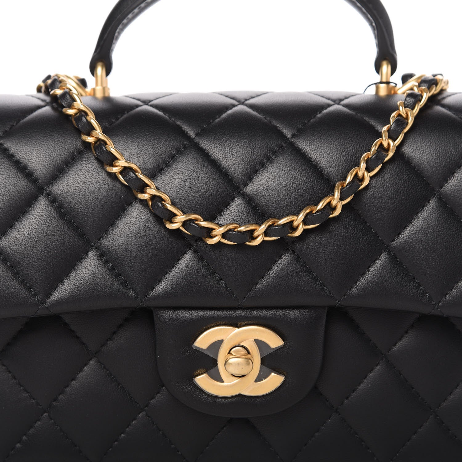 Chanel Lambskin Quilted Mini Top Handle Rectangular Flap Black 10 of 10