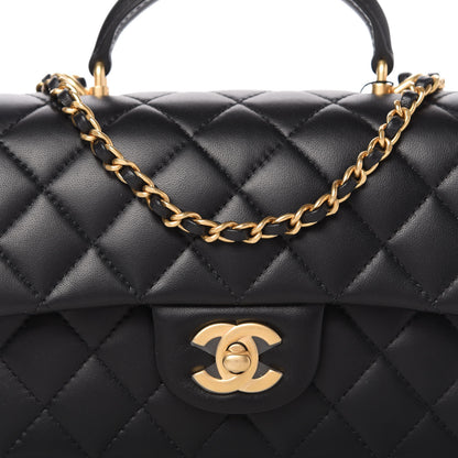 Chanel Lambskin Quilted Mini Top Handle Rectangular Flap Black 10 of 10
