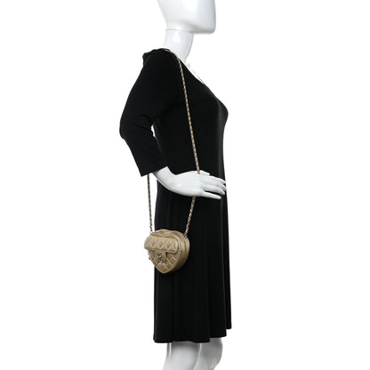 Chanel Metallic Lambskin Quilted CC In Love Heart Clutch With Chain Gold 2 of 12