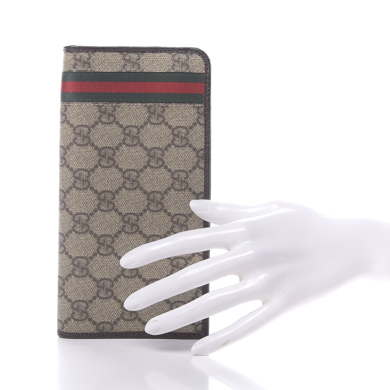 Gucci GG Supreme Monogram Web Zip Around Wallet Brown 3 of 10