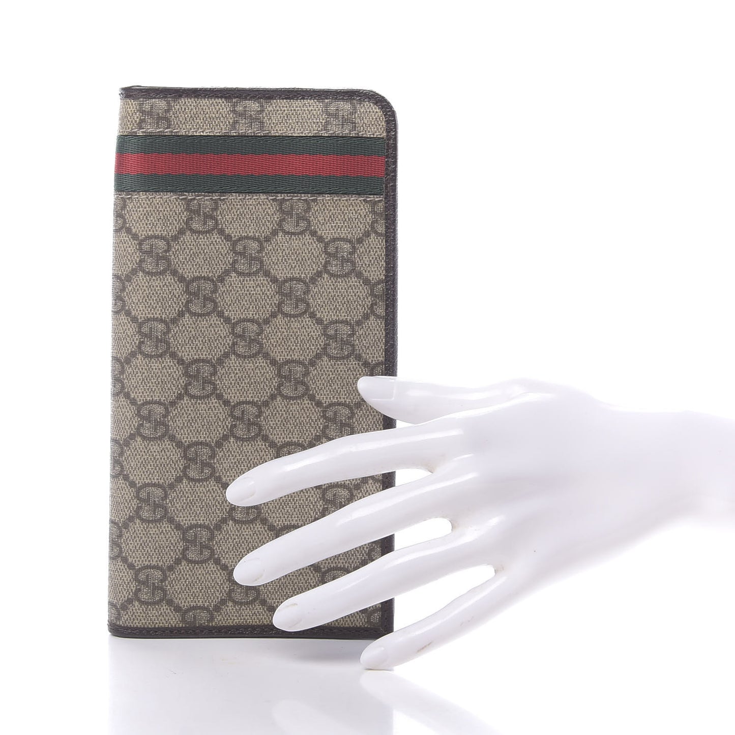 GG Supreme Monogram Web Zip Around Wallet Brown