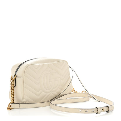 Gucci Calfskin Matelasse Small GG Marmont Chain Shoulder Bag  White 3 of 11