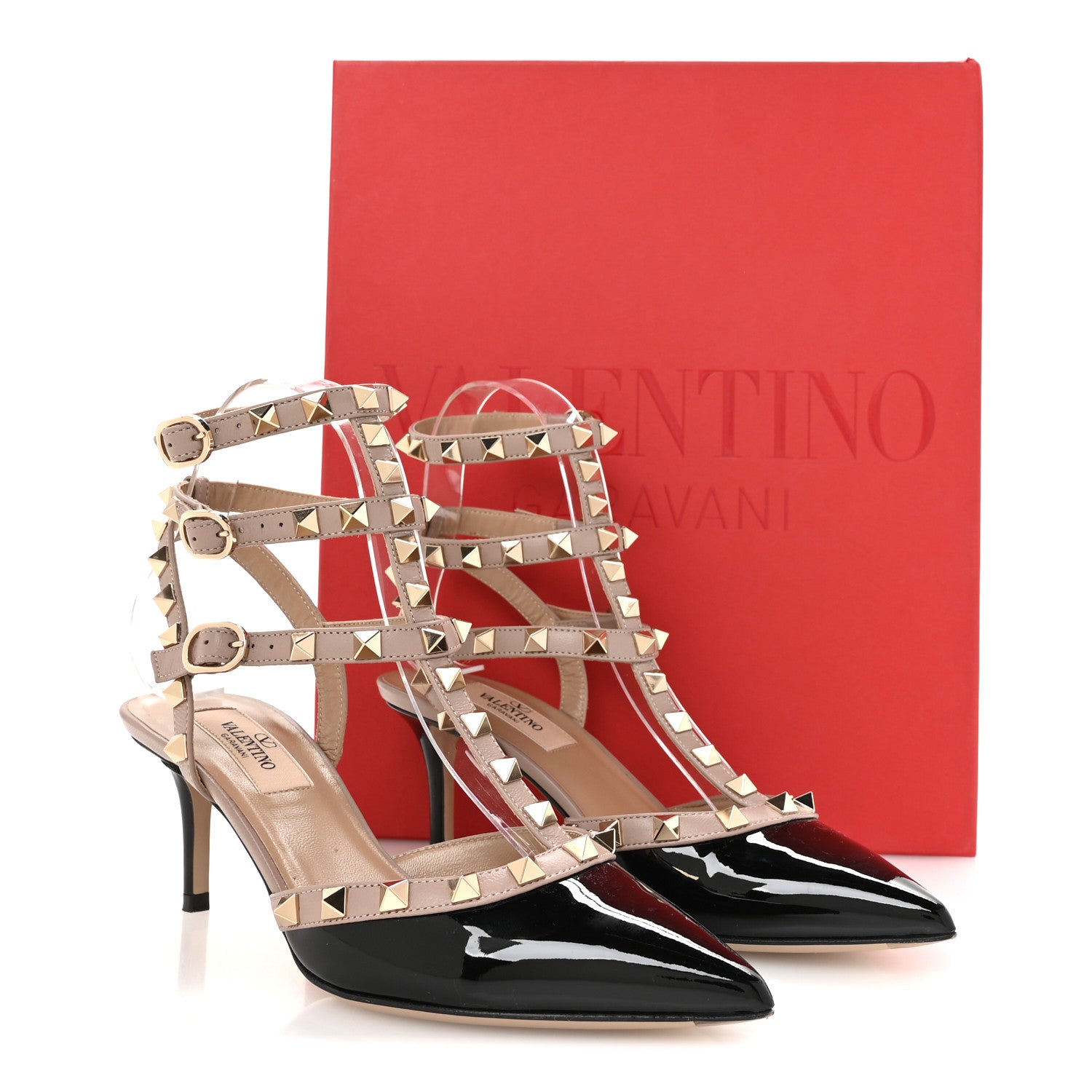 Valentino Garavani Patent Nappa Rockstud Ankle Strap 65mm Pumps 36.5 Black Poudre 9 of 9