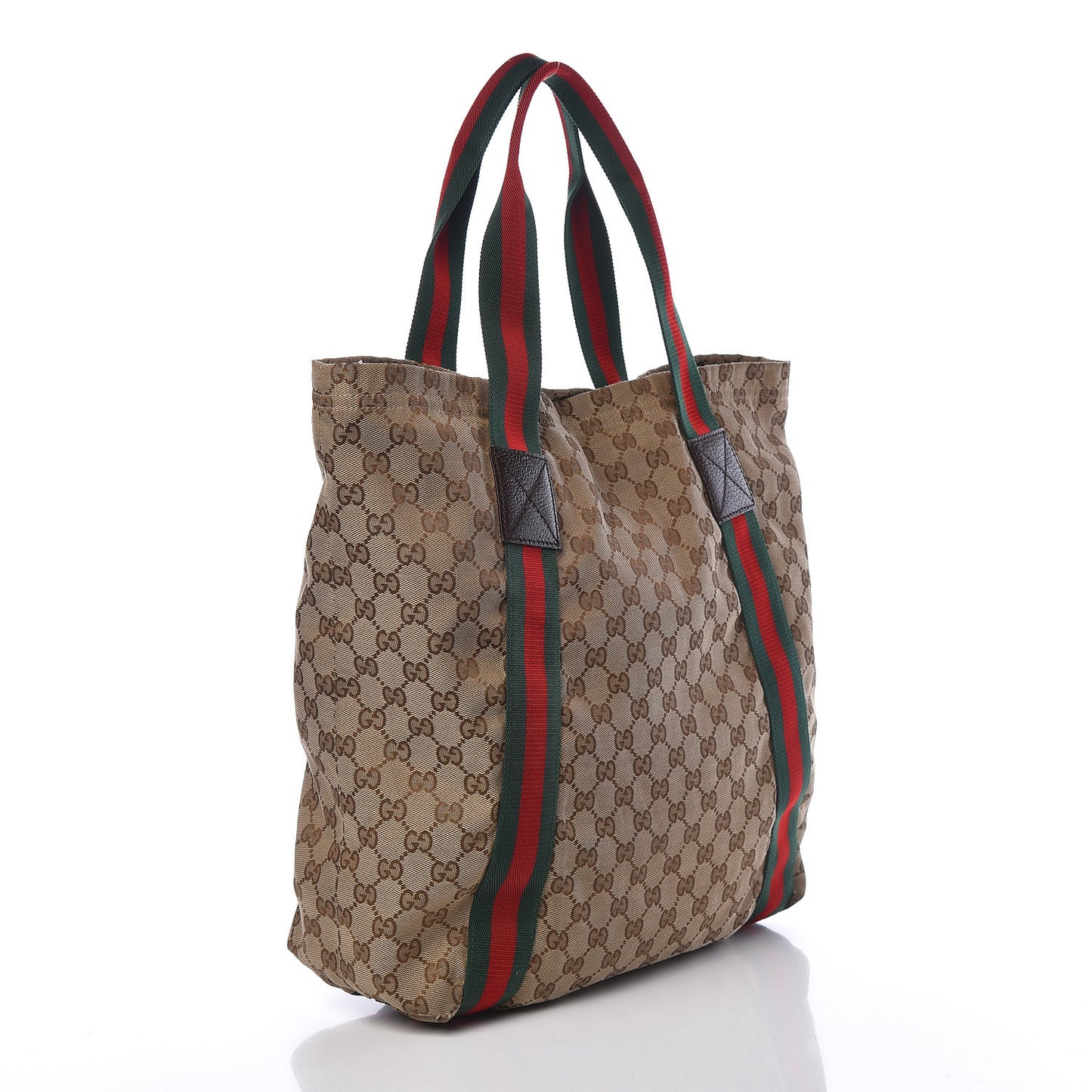 GG Monogram Medium Web Handle Vertical Tote Dark Brown