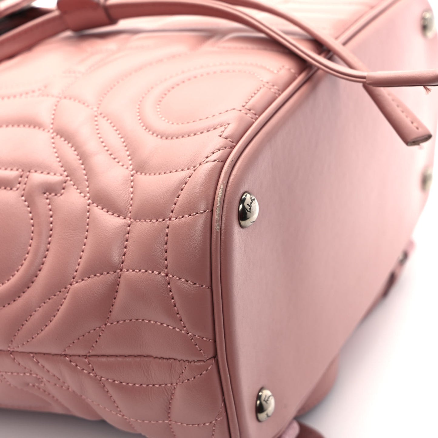 Calfskin Quilted Gancini Backpack Antique Rose