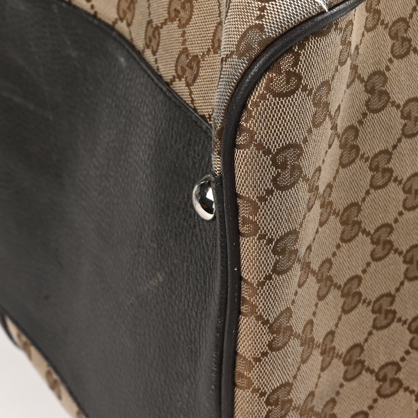 Monogram Dollar Calfskin Large Boston Duffle Bag Beige Ebony Testa di Moro Marrone Scuro
