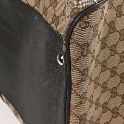 Gucci Monogram Dollar Calfskin Large Boston Duffle Bag Beige Ebony Testa di Moro Marrone Scuro 9 of 16