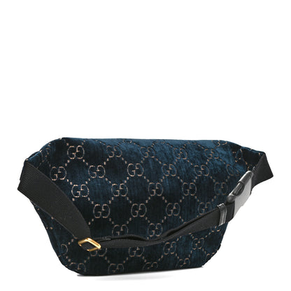 Gucci Velvet GG Monogram Web Belt Bag Blue Beige 3 of 10