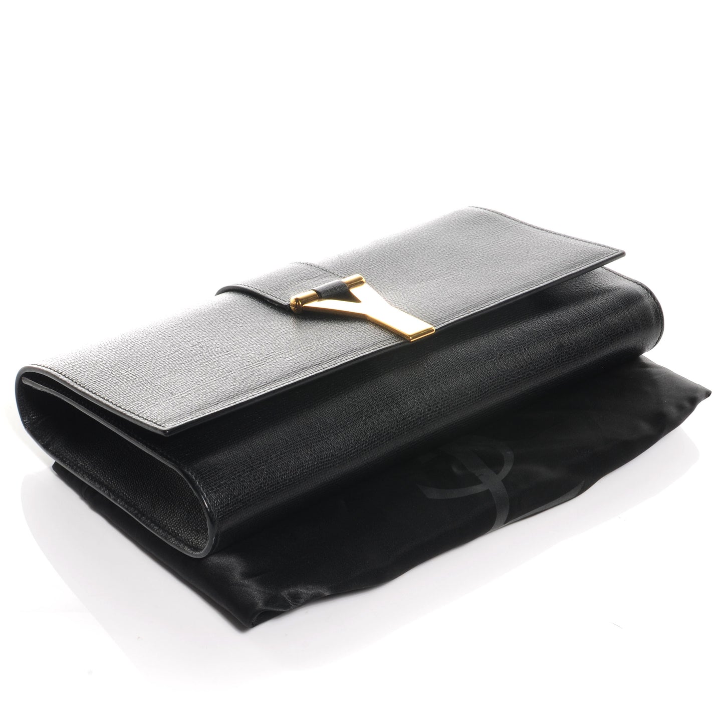 Textured Leather ChYc Clutch Black