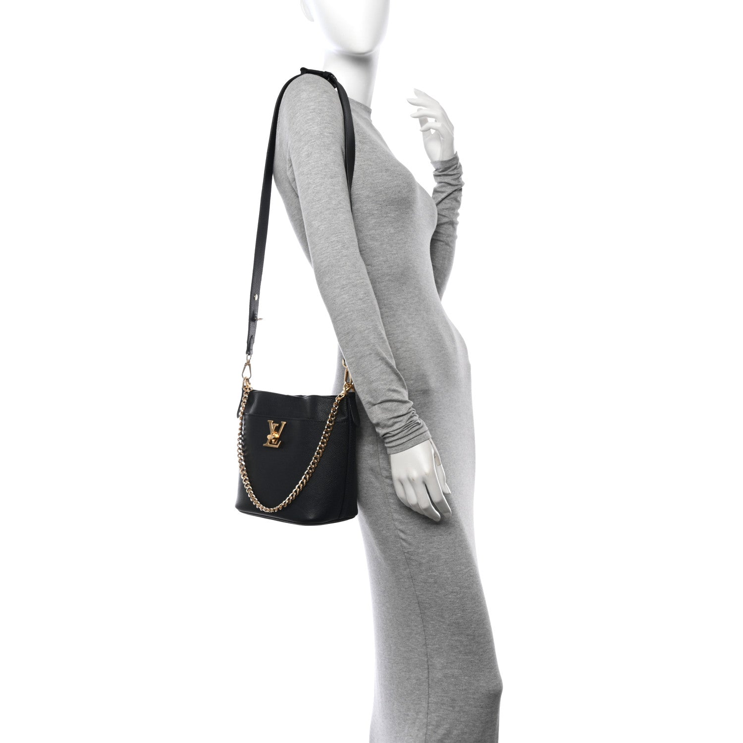 Louis Vuitton Calfskin Lock and Walk Bucket Black 2 of 10