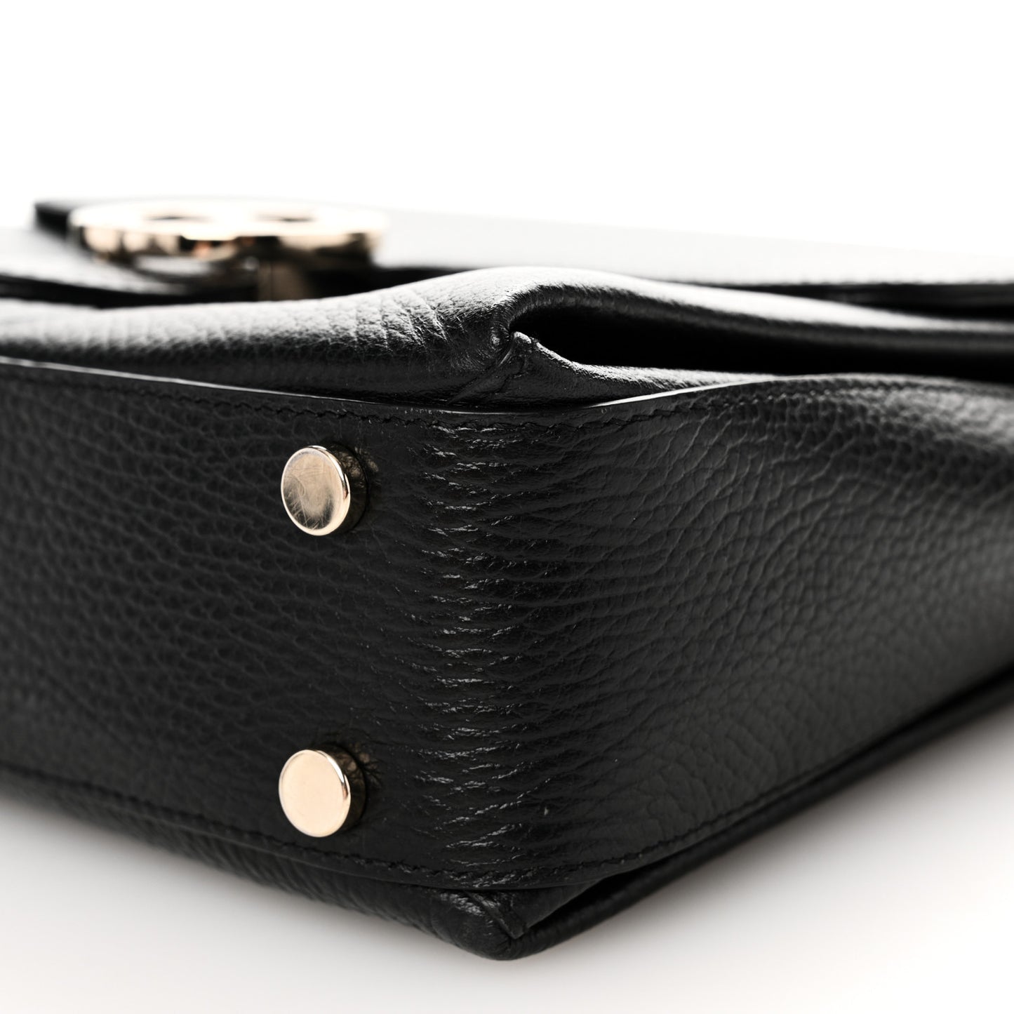 Dollar Calfskin Interlocking G Top Handle Shoulder Bag Black