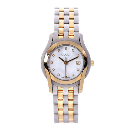 Gucci Stainless Steel Diamond Mother of Pearl 27mm G-Timeless Two Tone Quartz Watch 1 of 7