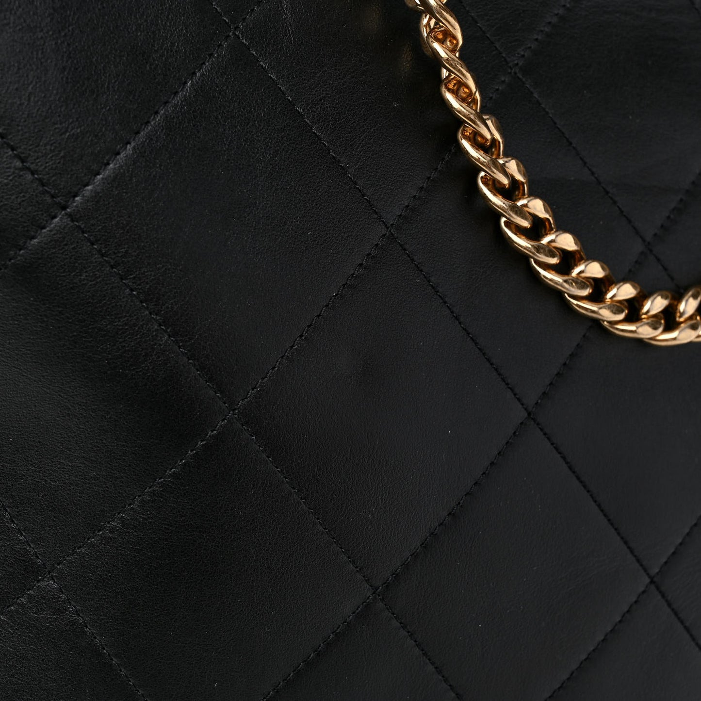 Calfskin Stitched CC Shopper Tote Black
