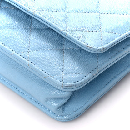 Chanel Caviar Quilted Wallet on Chain WOC Light Blue 11 of 11