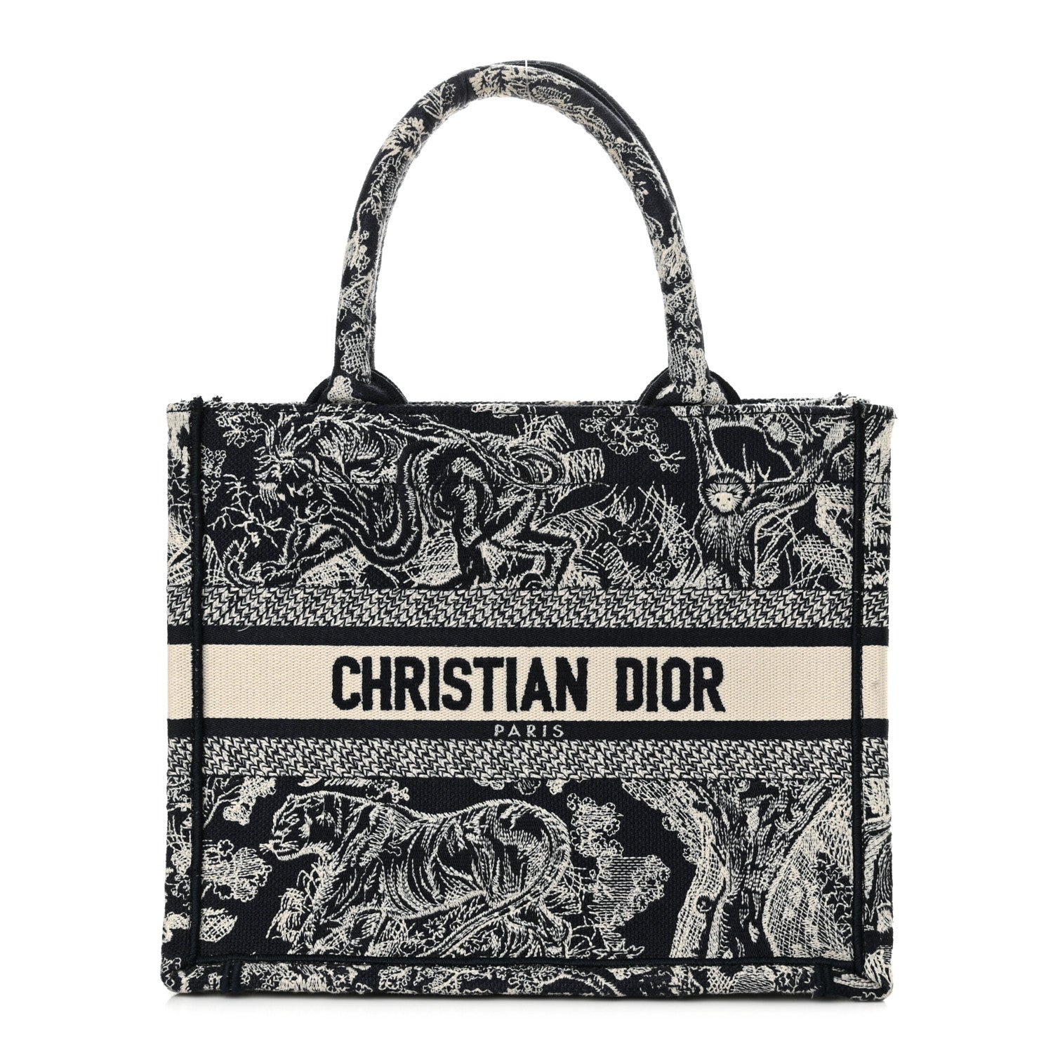 Christian Dior Canvas Embroidered Small Dioriviera Toile De Jouy Book Tote Blue 1 of 16