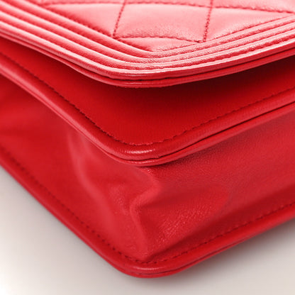 Chanel Lambskin Quilted Boy Wallet On Chain WOC Red 9 of 11