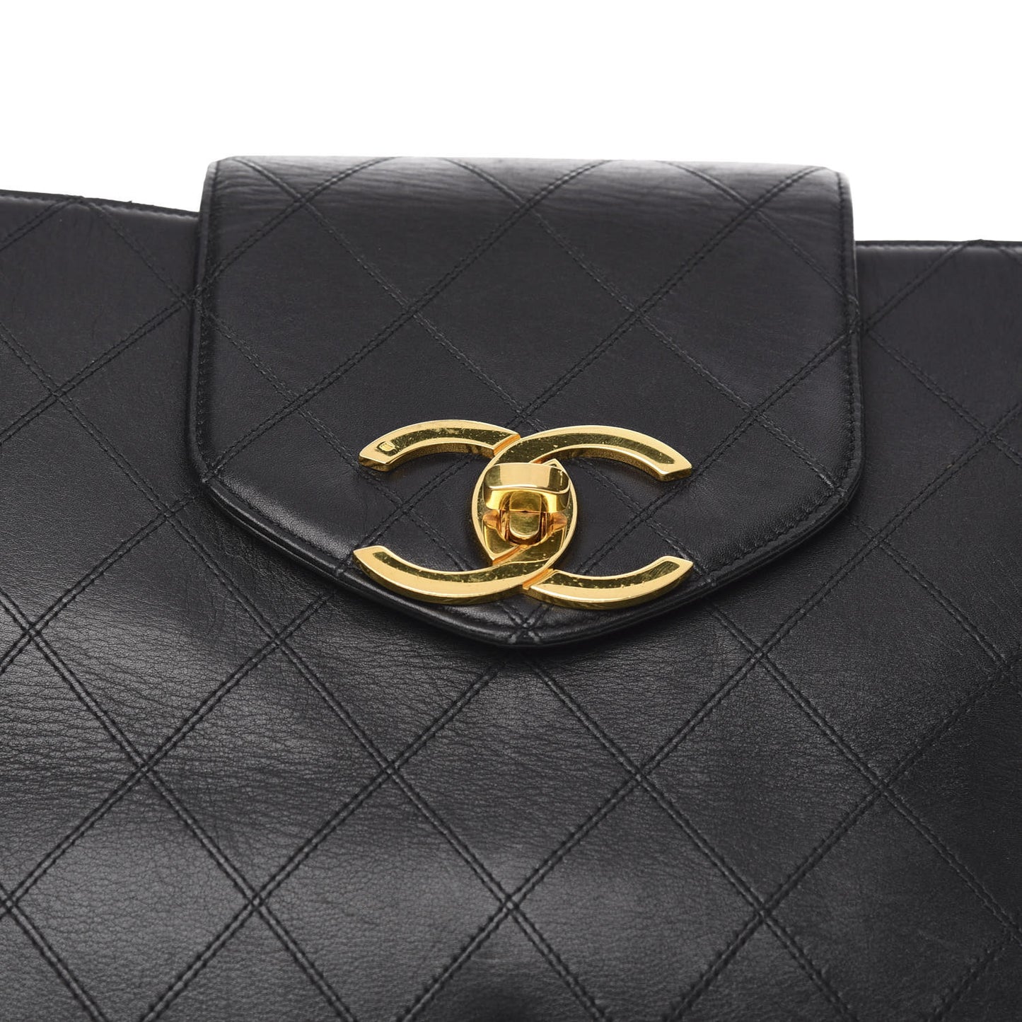 Calfskin Stitched Shopper Tote Black