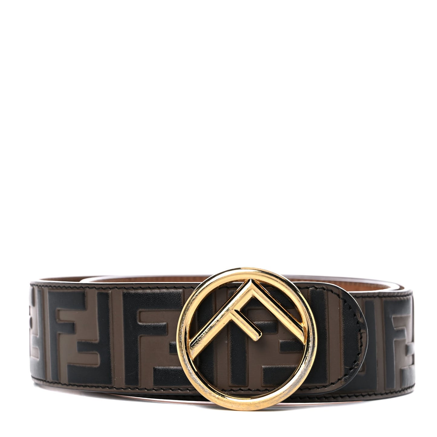 Vitello F is Fendi Bi-Color FF 1974 Embossed Belt 70 28 Maya Black