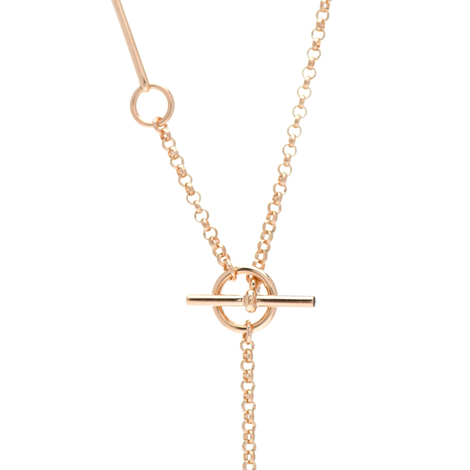 Hermes 18K Rose Gold Diamond Gambade Necklace 4 of 6