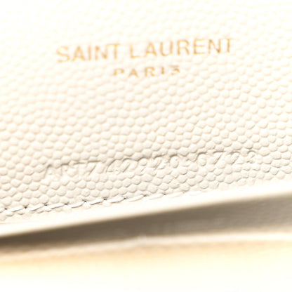 Saint Laurent Grain De Poudre Matelasse Chevron Monogram Envelope Chain Wallet Crema Soft 8 of 11