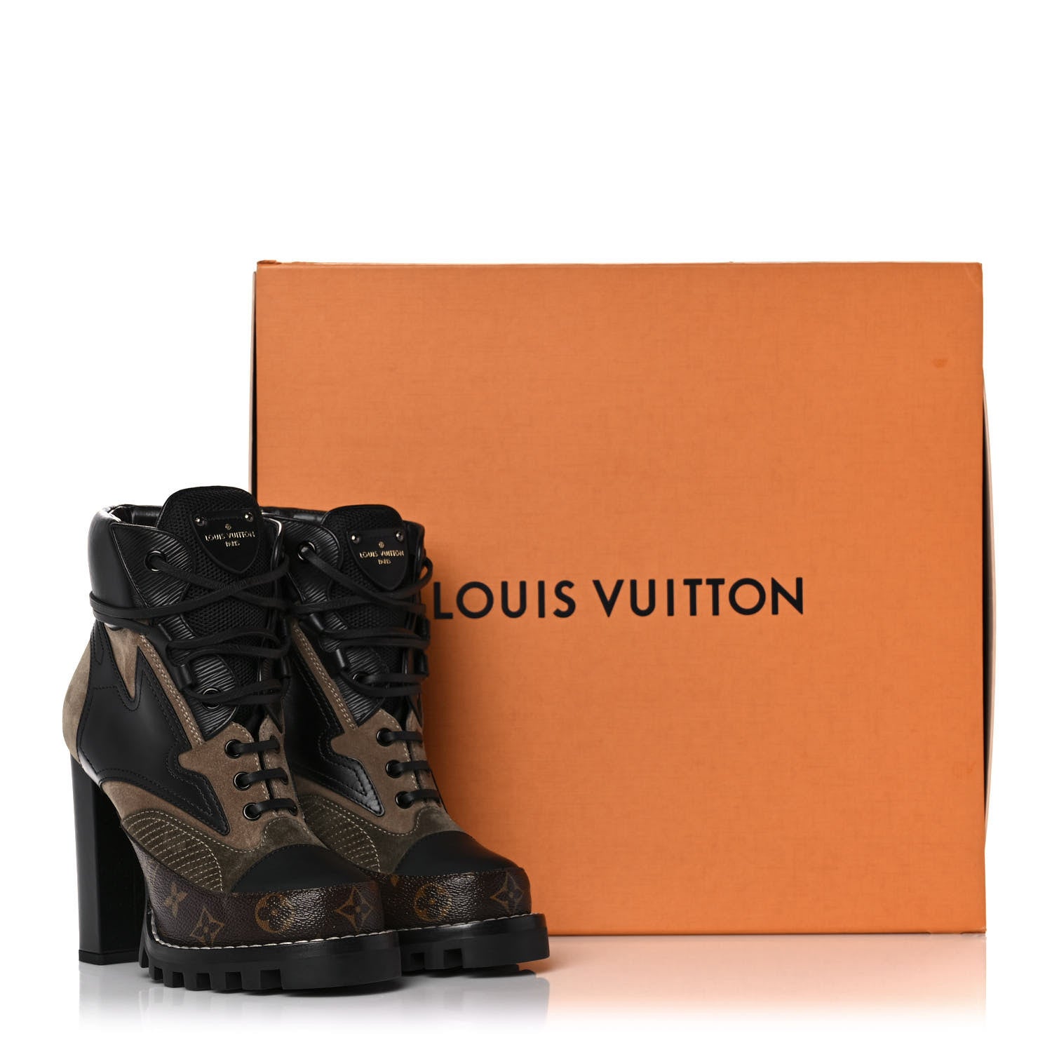 Louis Vuitton Suede Calfskin Monogram Star Trail Ankle Boots 38 Khaki 9 of 9