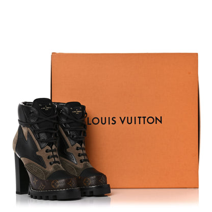 Louis Vuitton Suede Calfskin Monogram Star Trail Ankle Boots 38 Khaki 9 of 9