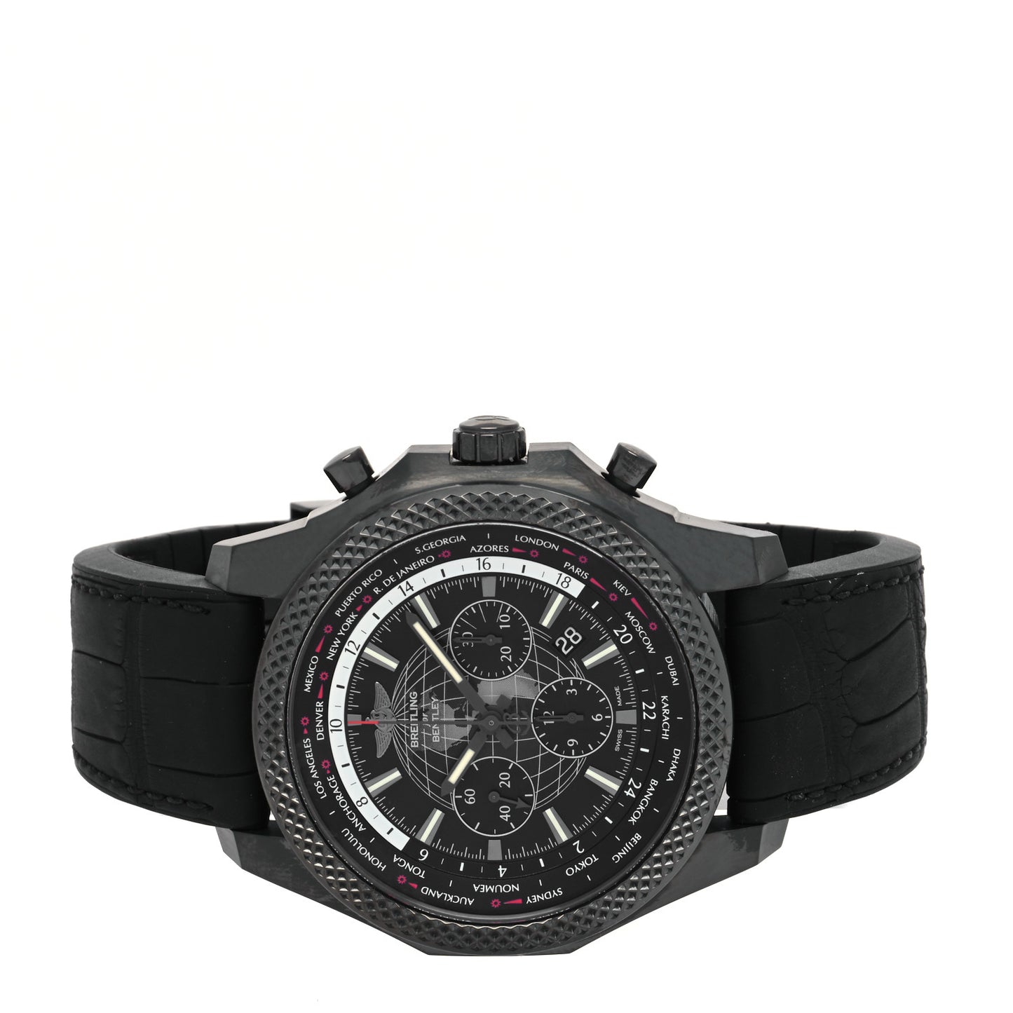 Stainless Steel Rubber 49mm Bentley B05 Unitime Chronograph Automatic Watch Black MB0521