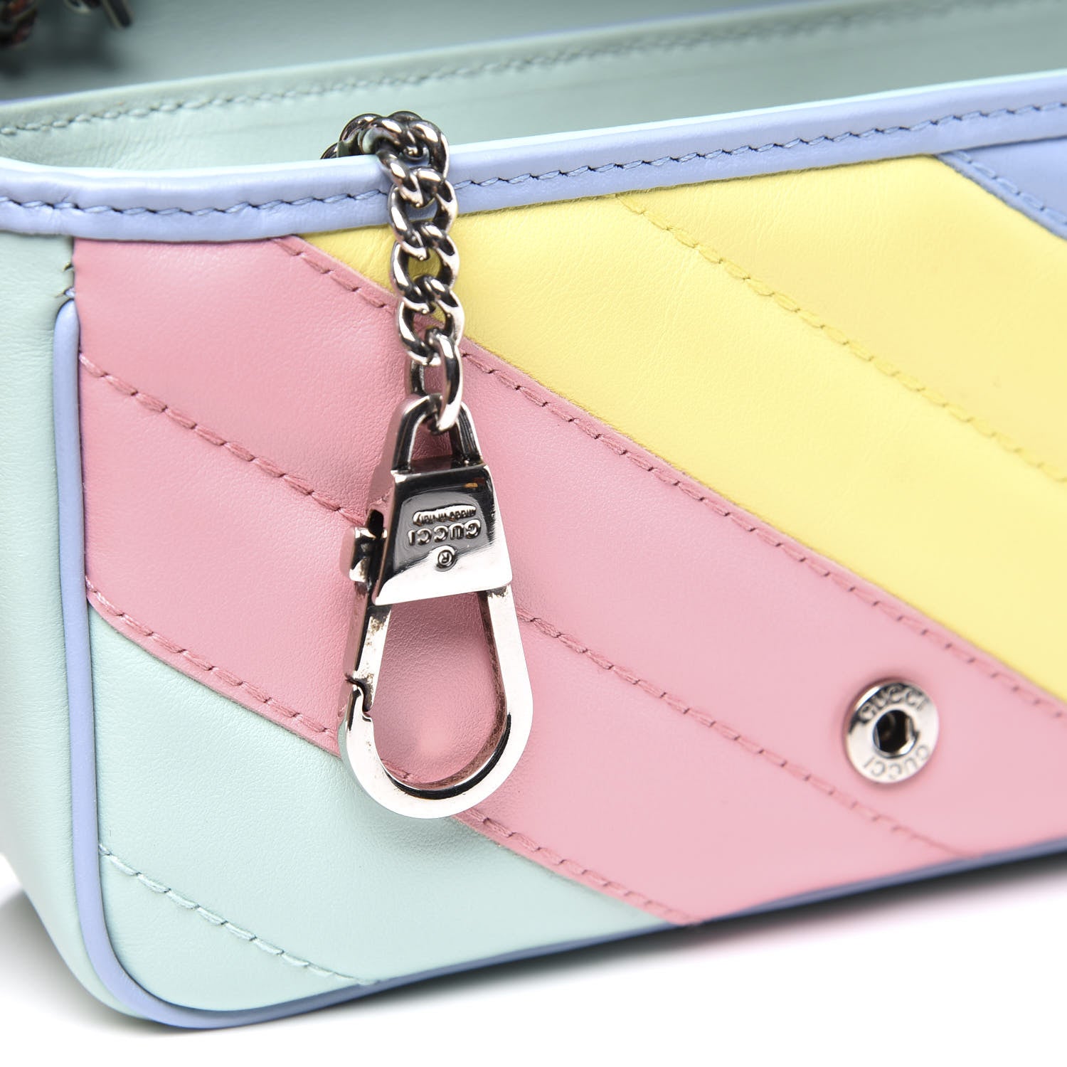 Gucci Calfskin Matelasse Diagonal Super Mini GG Marmont Shoulder Bag Multicolor Pastel 8 of 9