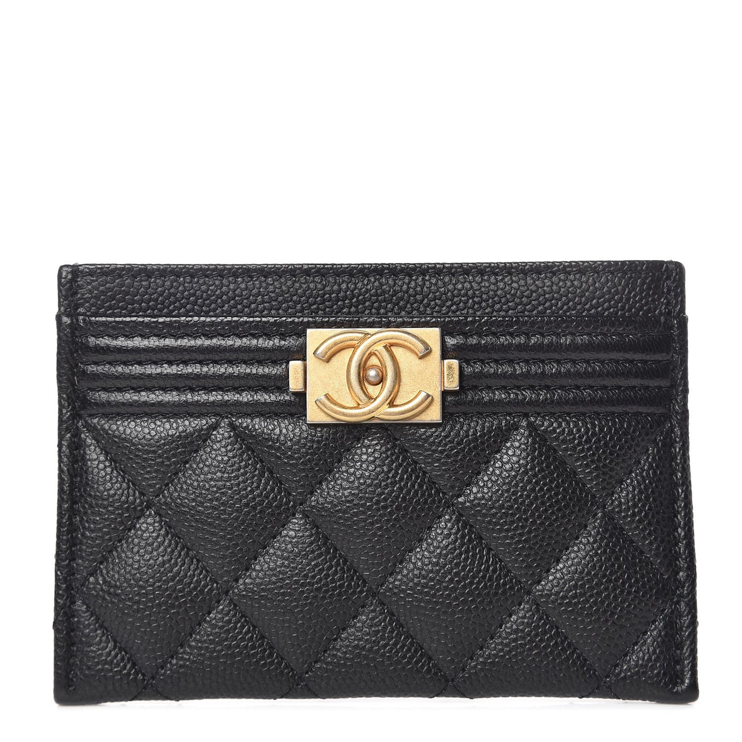 Caviar Quilted Boy Card Holder Black