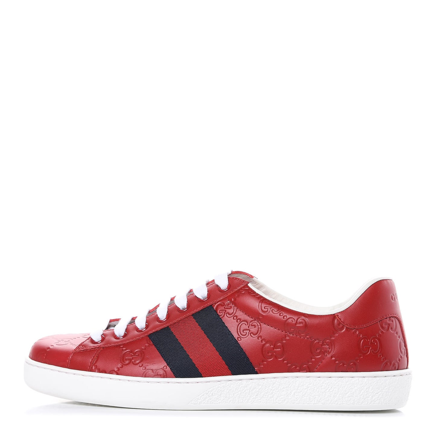 Guccissima Signature Web Mens Ace Sneakers 7.5 Hibiscus Red