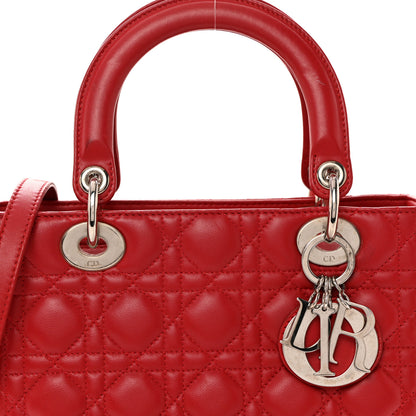 Christian Dior Lambskin Cannage Medium Lady Dior Red 8 of 11