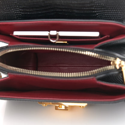 Dolce & Gabbana Calfskin Iguana Embossed Mini Lucia Satchel Black 5 of 10