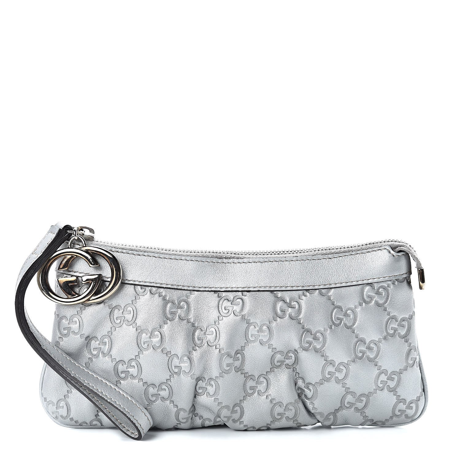Gucci Guccissima New Britt Wristlet Silver 1 of 10