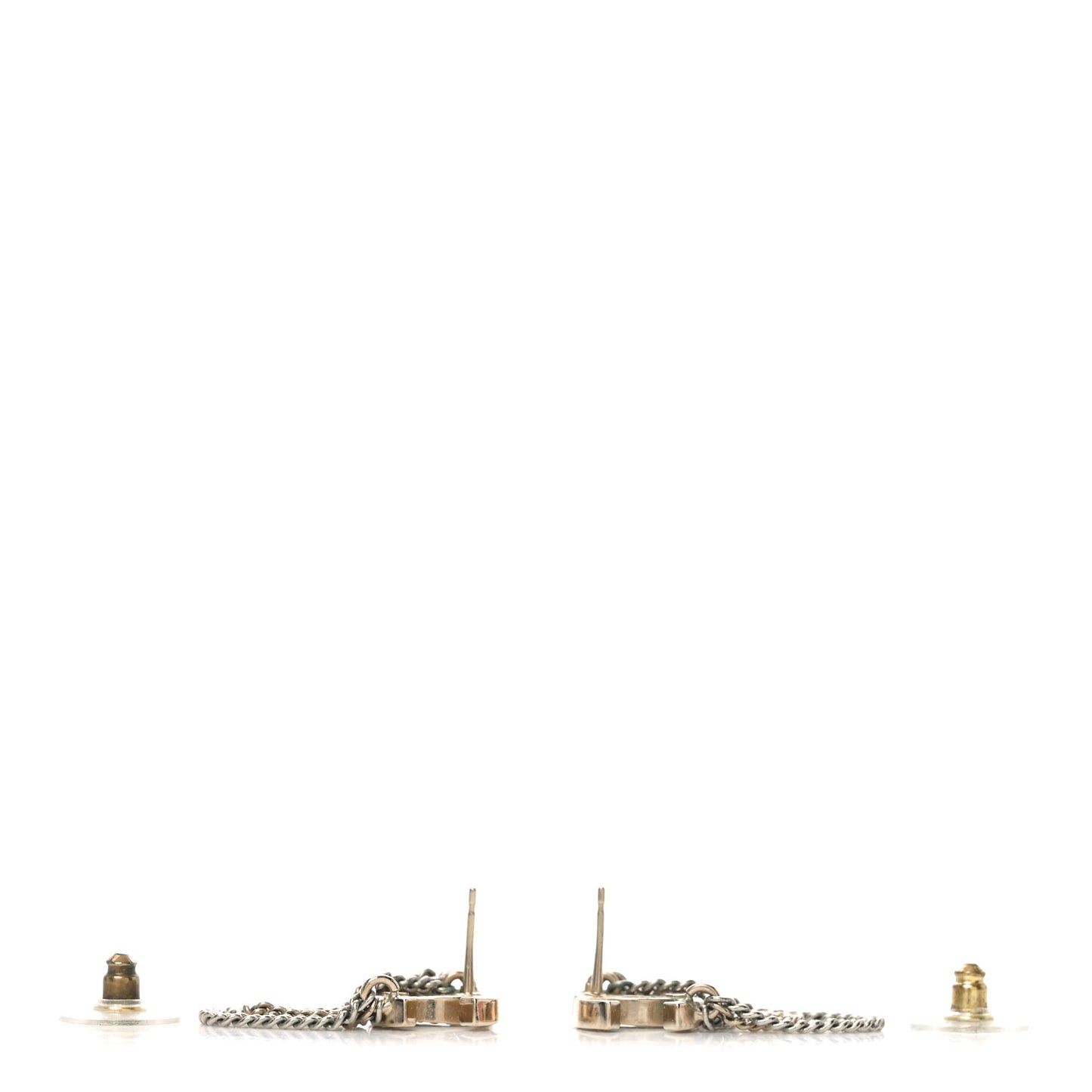 Crystal Chain CC Earrings Gold